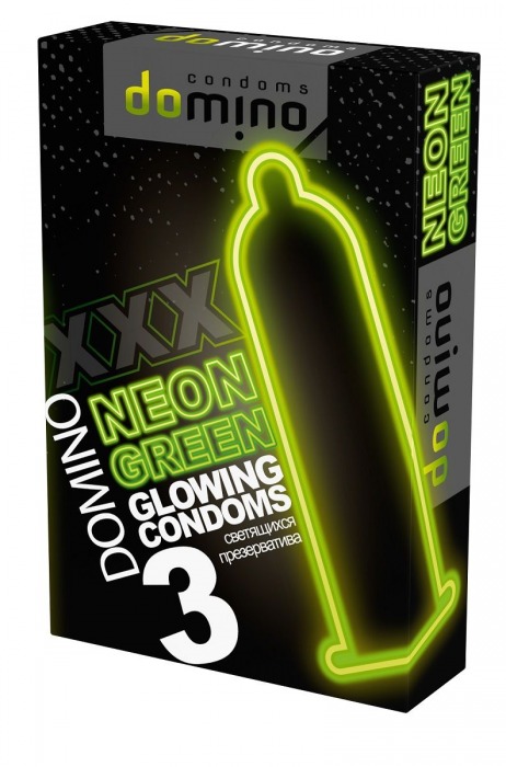Презервативы DOMINO Neon Green со светящимся в темноте кончиком - 3 шт. - Domino - купить с доставкой в Долгопрудном