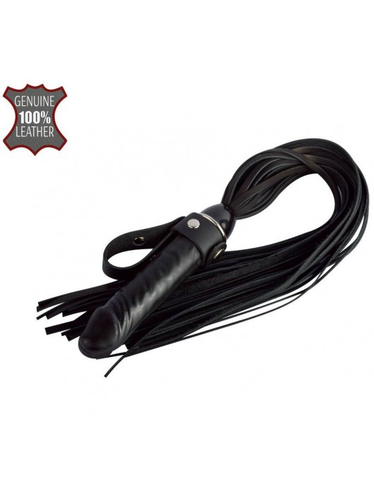 Черная плеть  Ковбой  с ручкой-фаллосом - 55 см. - Sitabella - купить с доставкой в Долгопрудном