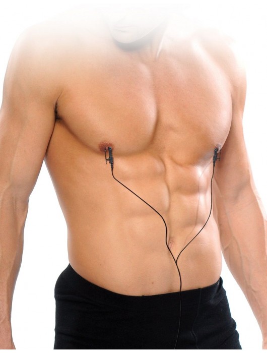 Черные электрические зажимы для сосков Shock Therapy Nipple Clamps - Pipedream - купить с доставкой в Долгопрудном