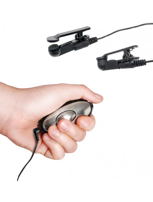 Черные электрические зажимы для сосков Shock Therapy Nipple Clamps - Pipedream - купить с доставкой в Долгопрудном