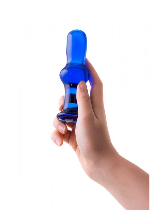 Голубая стеклянная анальная втулка - 12 см. - Sexus