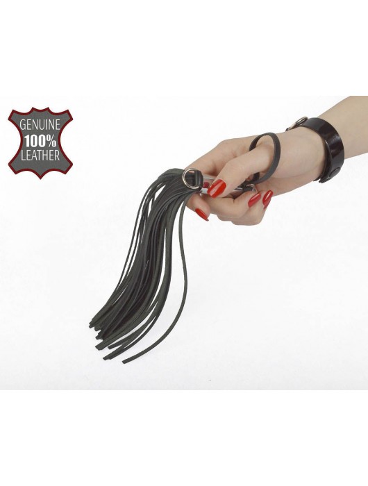 Черный кистевой флогер с серебристой ручкой - 23 см. - Sitabella - купить с доставкой в Долгопрудном