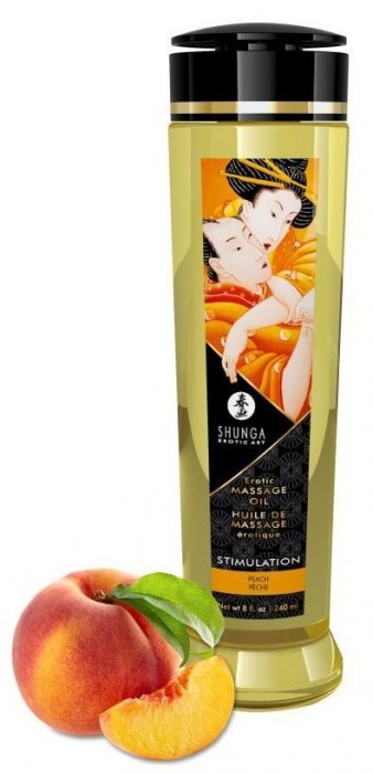 Массажное масло для тела с ароматом персика Stimulation - 240 мл. - Shunga - купить с доставкой в Долгопрудном