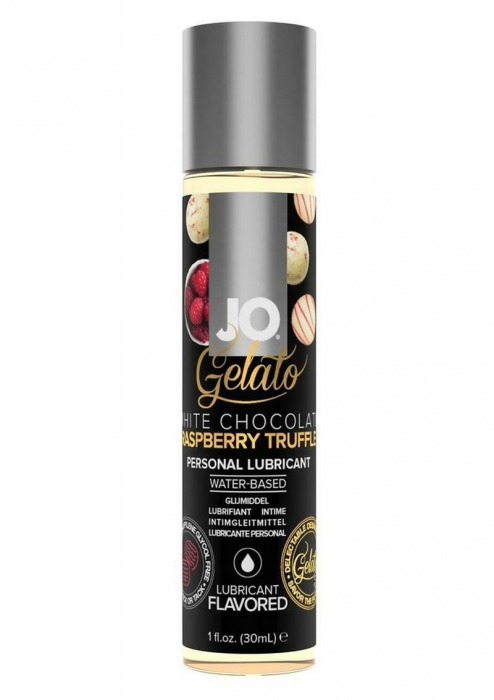 Лубрикант с ароматом трюфелей из белого шоколада и малины JO GELATO WHITE CHOCOLATE RASPBERRY TRUFFLE - 30 мл. - System JO - купить с доставкой в Долгопрудном