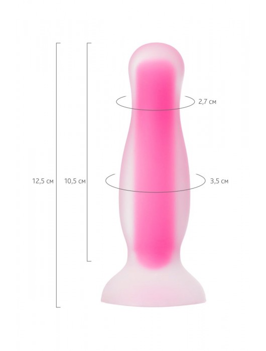 Розовая, светящаяся в темноте анальная втулка John Glow - 12,5 см. - ToyFa