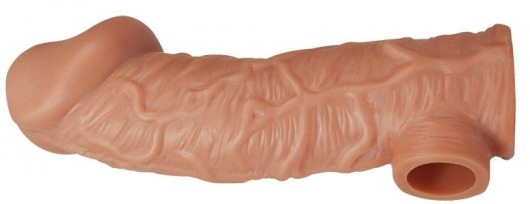 Телесная насадка на фаллос с отверстием для мошонки EXTREME SLEEVE - 17,6 см. - KOKOS - в Долгопрудном купить с доставкой