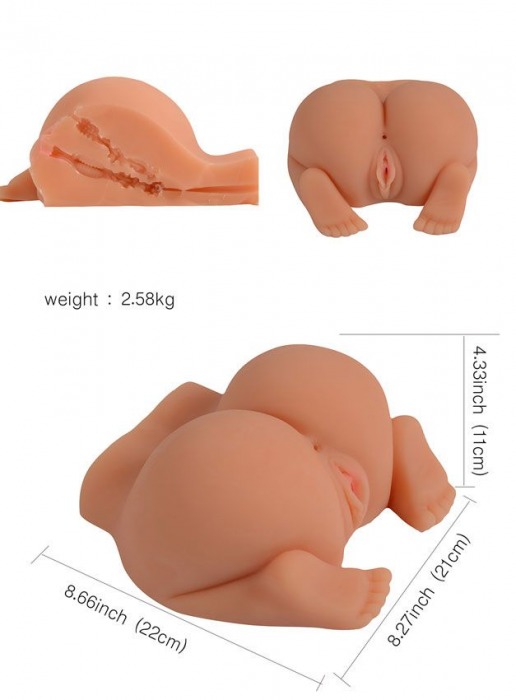 Телесная реалистичная вагина-полуторс SHEQU - SHEQU - в Долгопрудном купить с доставкой