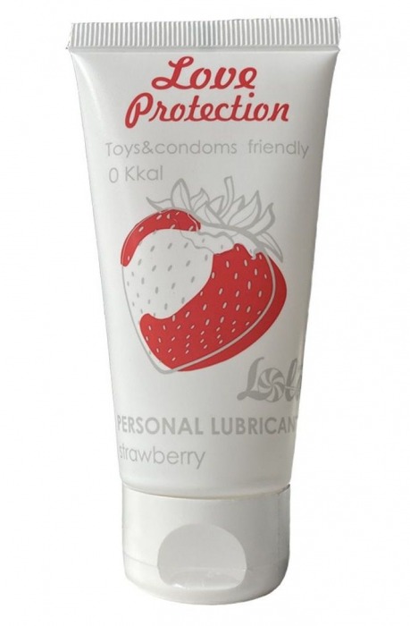 Лубрикант на водной основе с ароматом малины Love Protection Strawberry - 50 мл. - Lola Games - купить с доставкой в Долгопрудном