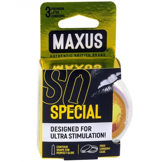 Презервативы с точками и рёбрами в пластиковом кейсе MAXUS Special - 3 шт. - Maxus - купить с доставкой в Долгопрудном