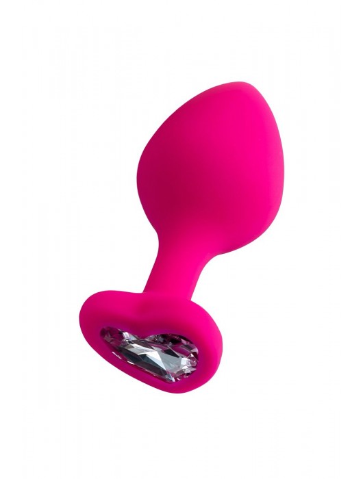 Розовая анальная втулка Diamond Heart с прозрачным кристаллом - 8 см. - ToyFa - купить с доставкой в Долгопрудном
