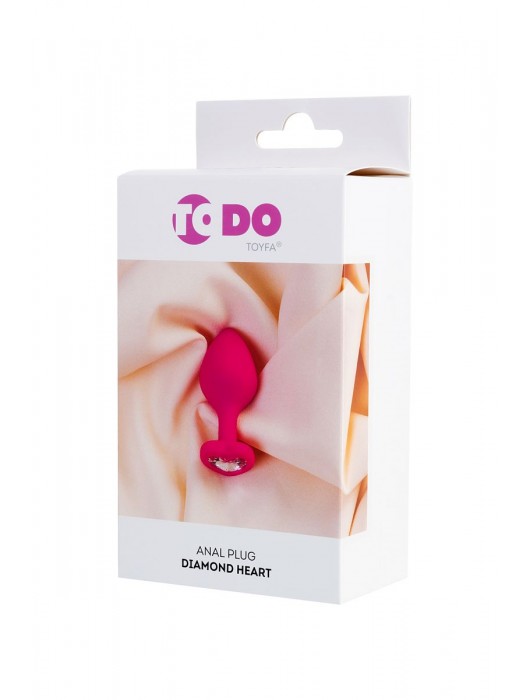 Розовая анальная втулка Diamond Heart с прозрачным кристаллом - 8 см. - ToyFa - купить с доставкой в Долгопрудном