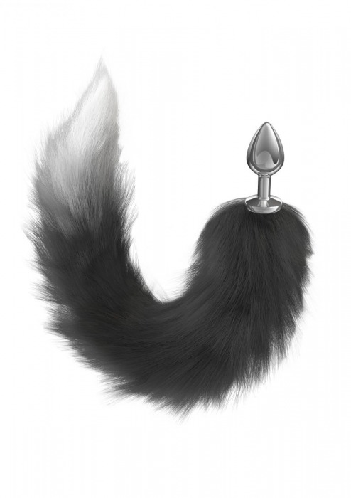 Серебристая анальная пробка с черным хвостом Galaxy - Lola Games - купить с доставкой в Долгопрудном