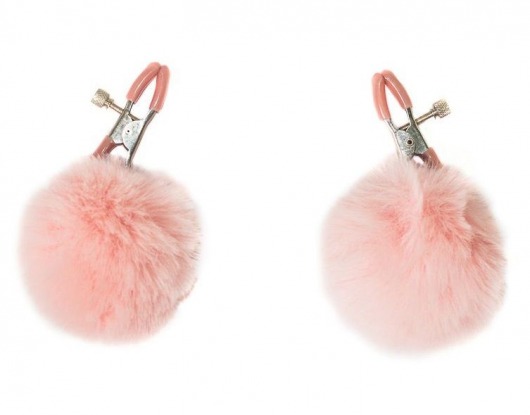 Зажимы на соски Angelic с розовыми меховыми шариками - Lola Games - купить с доставкой в Долгопрудном