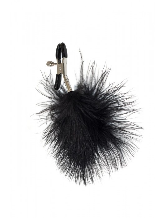 Зажимы на соски с черным пухом Euphoric - Lola Games - купить с доставкой в Долгопрудном