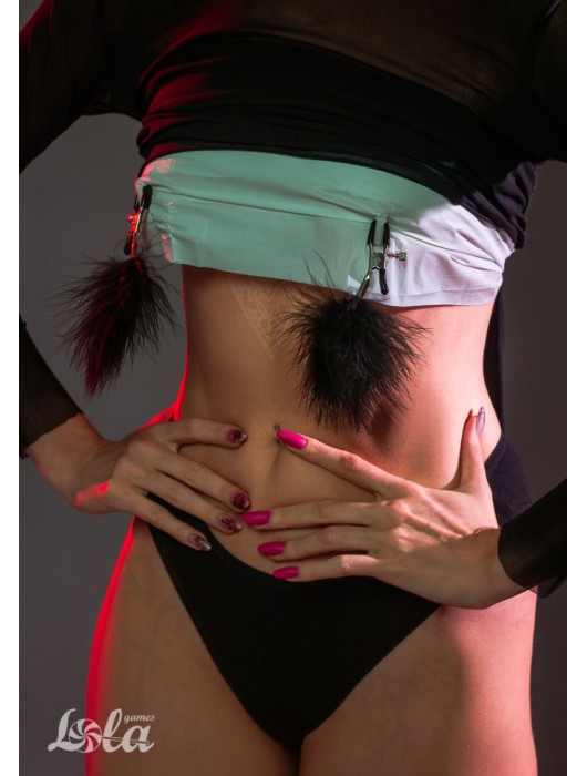 Зажимы на соски с черным пухом Euphoric - Lola Games - купить с доставкой в Долгопрудном