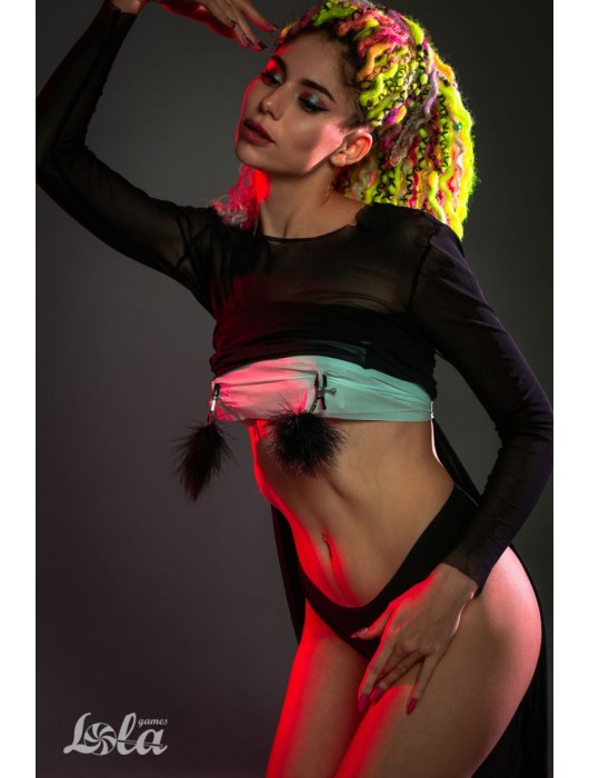 Зажимы на соски с черным пухом Euphoric - Lola Games - купить с доставкой в Долгопрудном