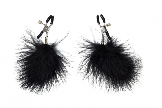 Зажимы на соски с черным пухом Euphoric - Lola Games - купить с доставкой в Долгопрудном