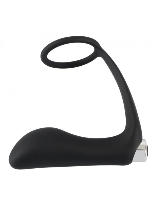 Черное эрекционное кольцо с анальной вибропробкой Vibrating Ring   Plug - Orion - в Долгопрудном купить с доставкой