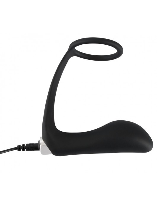 Черное эрекционное кольцо с анальной вибропробкой Vibrating Ring   Plug - Orion - в Долгопрудном купить с доставкой