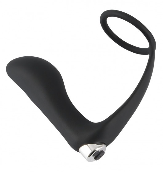 Черное эрекционное кольцо с анальной вибропробкой Vibrating Ring   Plug - Orion - в Долгопрудном купить с доставкой