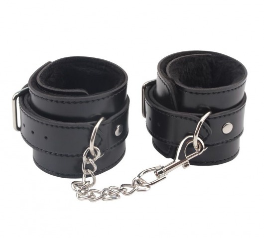 Черные оковы на ноги Obey Me Leather Ankle Cuffs - Chisa - купить с доставкой в Долгопрудном