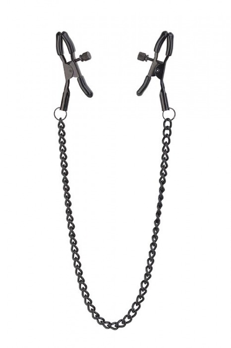 Черные зажимы на соски на цепочке BLAZE DELUXE NIPPLE CLAMPS - Dream Toys - купить с доставкой в Долгопрудном