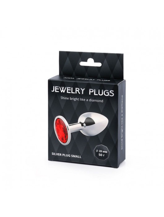 Серебристая анальная пробка с красным стразом - 7,2 см. - Anal Jewelry Plug - купить с доставкой в Долгопрудном