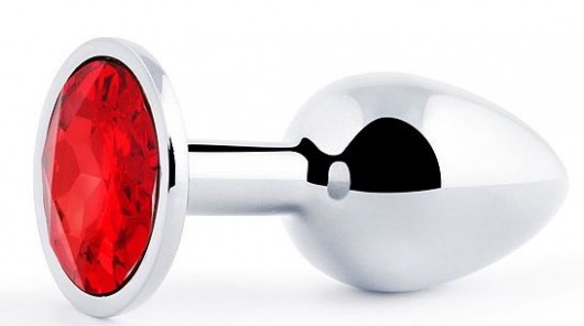 Серебристая анальная пробка с красным стразом - 7,2 см. - Anal Jewelry Plug - купить с доставкой в Долгопрудном