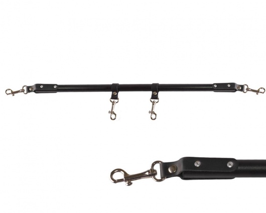 Черная металлическая распорка с кожаными ремешками и карабинами - 50 см. - Sitabella - купить с доставкой в Долгопрудном