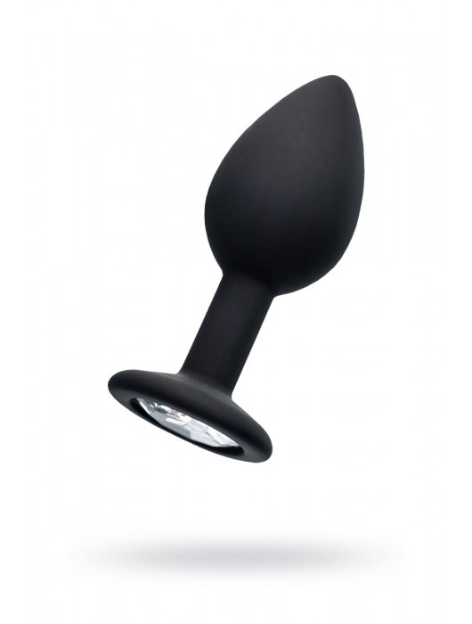 Черная анальная втулка с прозрачным стразом - 7,2 см. - POPO Pleasure - купить с доставкой в Долгопрудном