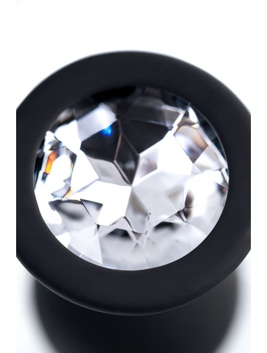 Черная анальная втулка с прозрачным стразом - 7,2 см. - POPO Pleasure - купить с доставкой в Долгопрудном