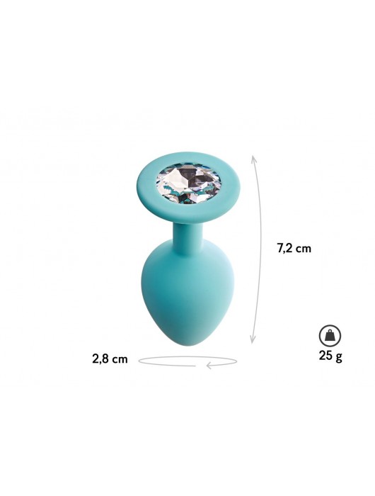 Аквамариновая анальная пробка с прозрачным кристаллом Gamma S - 7,2 см. - Le Frivole - купить с доставкой в Долгопрудном