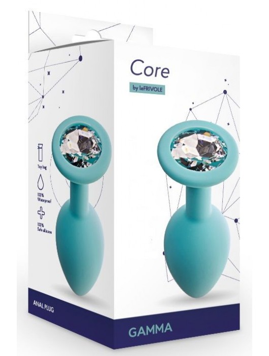 Аквамариновая анальная пробка с прозрачным кристаллом Gamma S - 7,2 см. - Le Frivole - купить с доставкой в Долгопрудном
