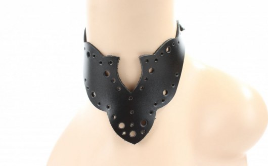 Черный резной чокер из натуральной кожи - БДСМ Арсенал - купить с доставкой в Долгопрудном