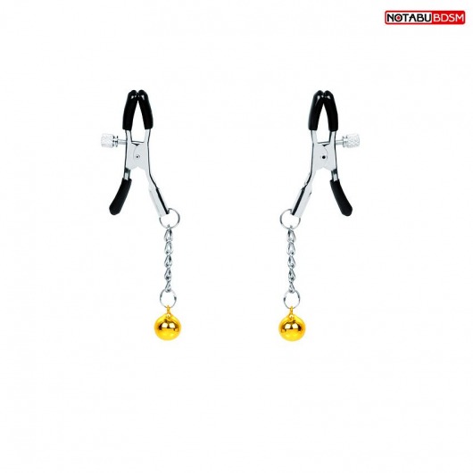 Оригинальные зажимы на соски с желтыми шариками - Notabu - купить с доставкой в Долгопрудном