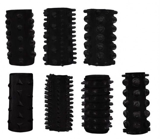 Набор из 7 черных насадок PENIS SLEEVES SET - Dream Toys - в Долгопрудном купить с доставкой