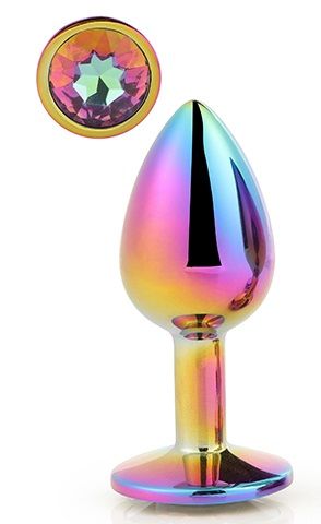 Голографическая анальная втулка с радужным кристаллом - 7,1 см. - Dream Toys - купить с доставкой в Долгопрудном