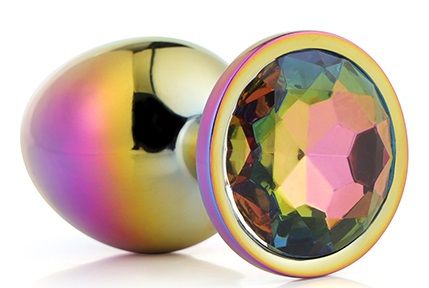 Голографическая анальная втулка с радужным кристаллом - 7,1 см. - Dream Toys - купить с доставкой в Долгопрудном