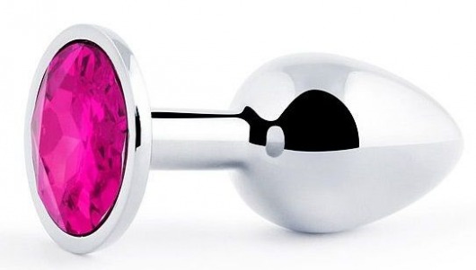Серебристая анальная пробка с малиновым кристаллом - 7,2 см. - Anal Jewelry Plug - купить с доставкой в Долгопрудном