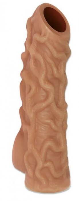 Телесная насадка с венками и открытой головкой Nude Sleeve L - 14 см. - KOKOS - в Долгопрудном купить с доставкой