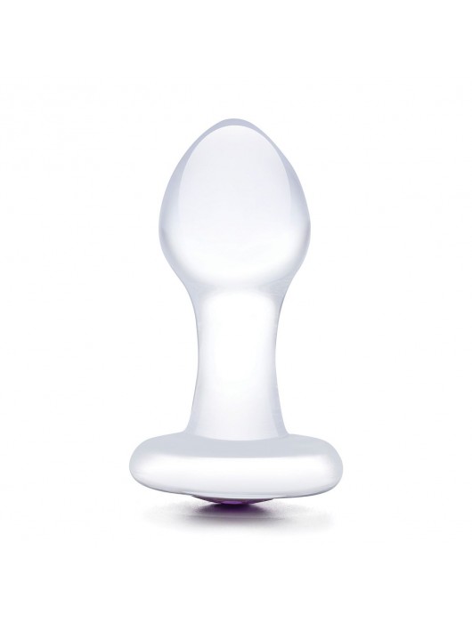 Стеклянная анальная пробка с фиолетовым стразом - 9 см. - Glas