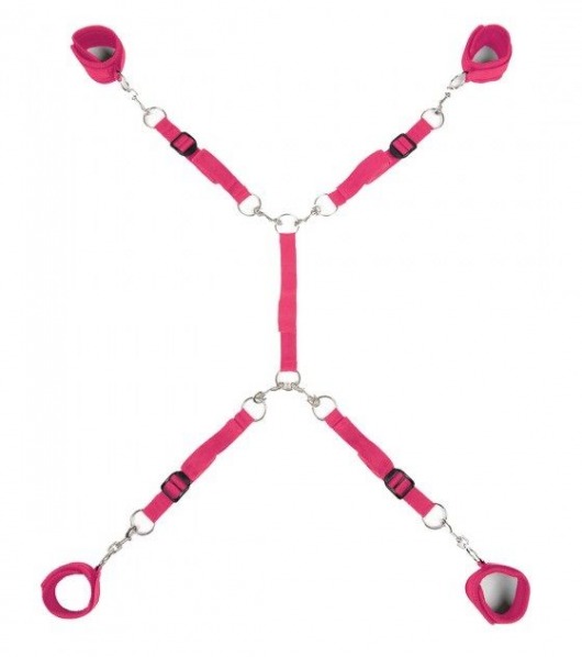 Ярко-розовый набор фиксаций на кровати Classic Bed Spreader - Lux Fetish - купить с доставкой в Долгопрудном