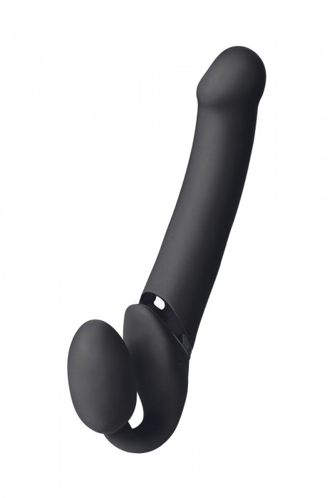 Черный безремневой вибрострапон Vibrating Bendable Strap-On L - Strap-on-me - купить с доставкой в Долгопрудном