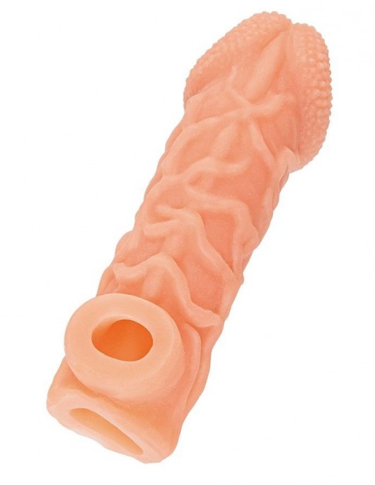 Телесная закрытая насадка с венками Cock Sleeve Size S - 13,8 см. - KOKOS - в Долгопрудном купить с доставкой