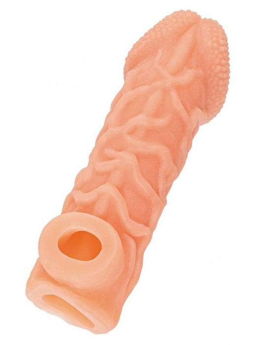 Телесная закрытая насадка с венками Cock Sleeve Size L - 17,6 см. - KOKOS - в Долгопрудном купить с доставкой