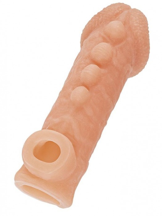 Телесная закрытая насадка с шишечками Cock Sleeve Size L - 17,6 см. - KOKOS - в Долгопрудном купить с доставкой