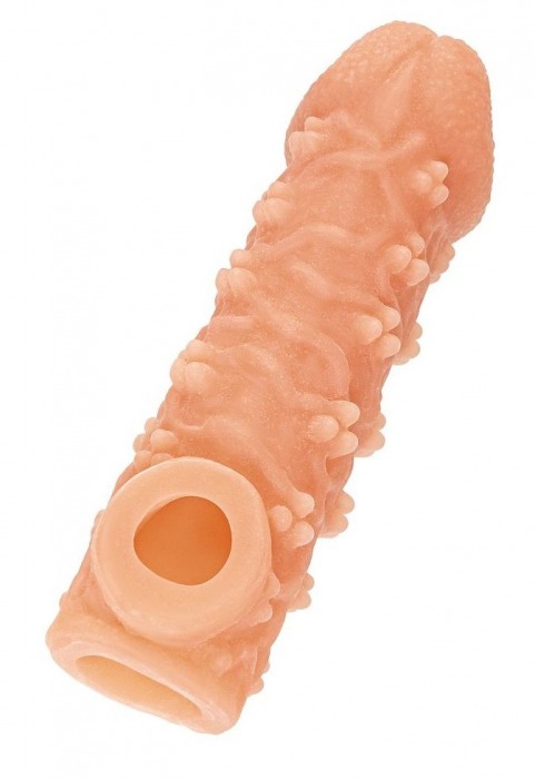 Телесная закрытая насадка с пучками шишечек Cock Sleeve Size M - 15,6 см. - KOKOS - в Долгопрудном купить с доставкой