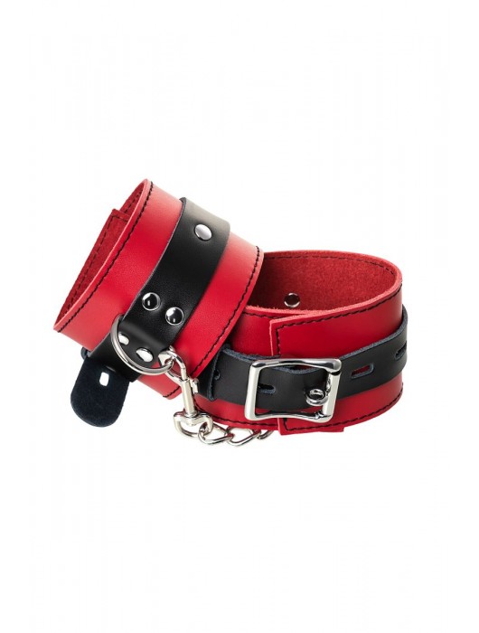 Красно-черные оковы на ноги из кожи - ToyFa - купить с доставкой в Долгопрудном