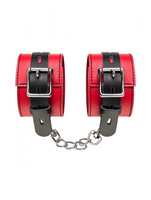 Красно-черные оковы на ноги из кожи - ToyFa - купить с доставкой в Долгопрудном