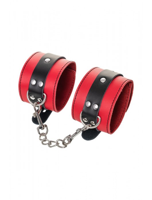 Красно-черные оковы на ноги из кожи - ToyFa - купить с доставкой в Долгопрудном